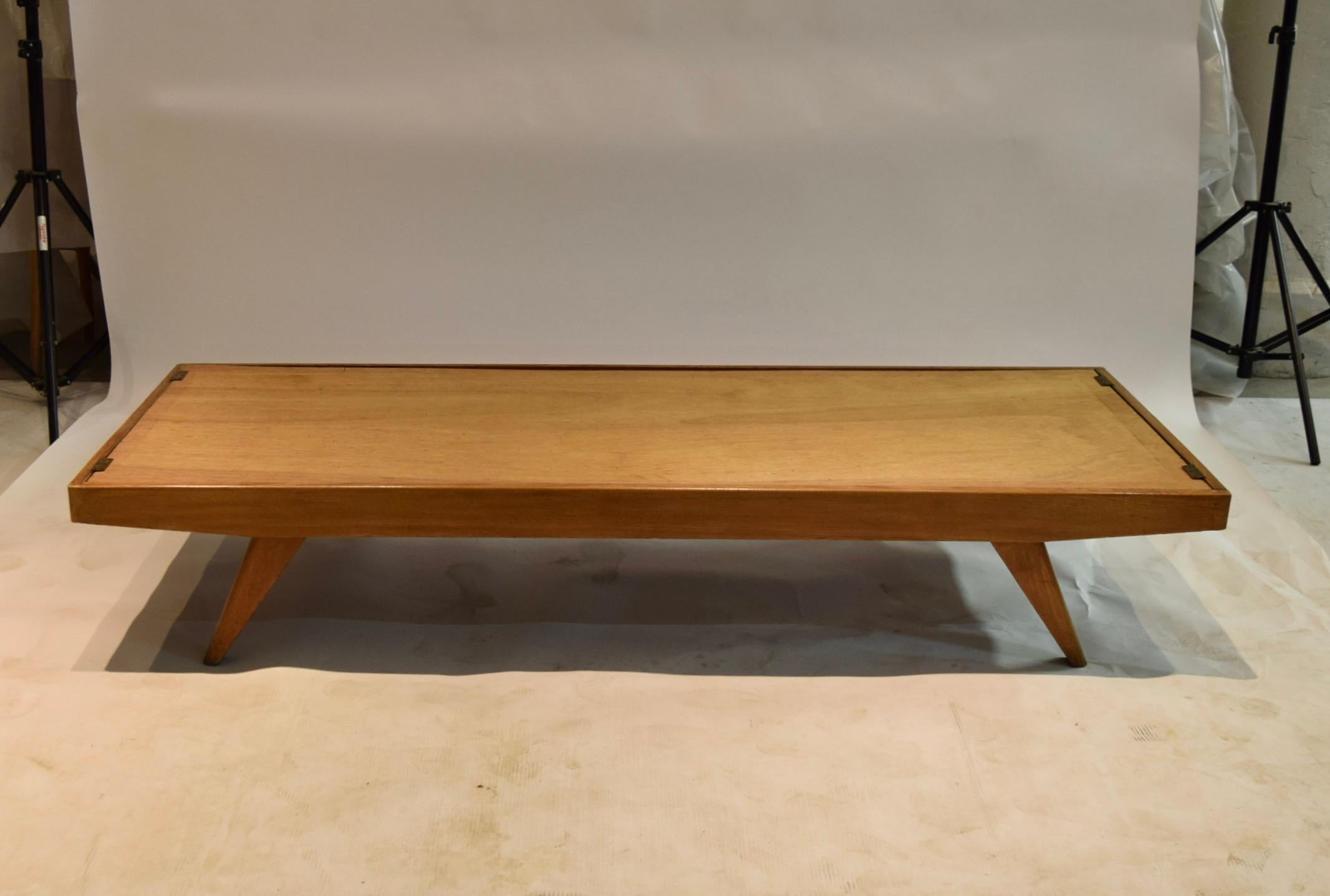 Mid-20th Century Oak Wood Daybed by Free Span, France, 1950s