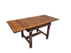 Oak Wood Desk or Dining Table Style of Charles Dudouyt, France, 1940s