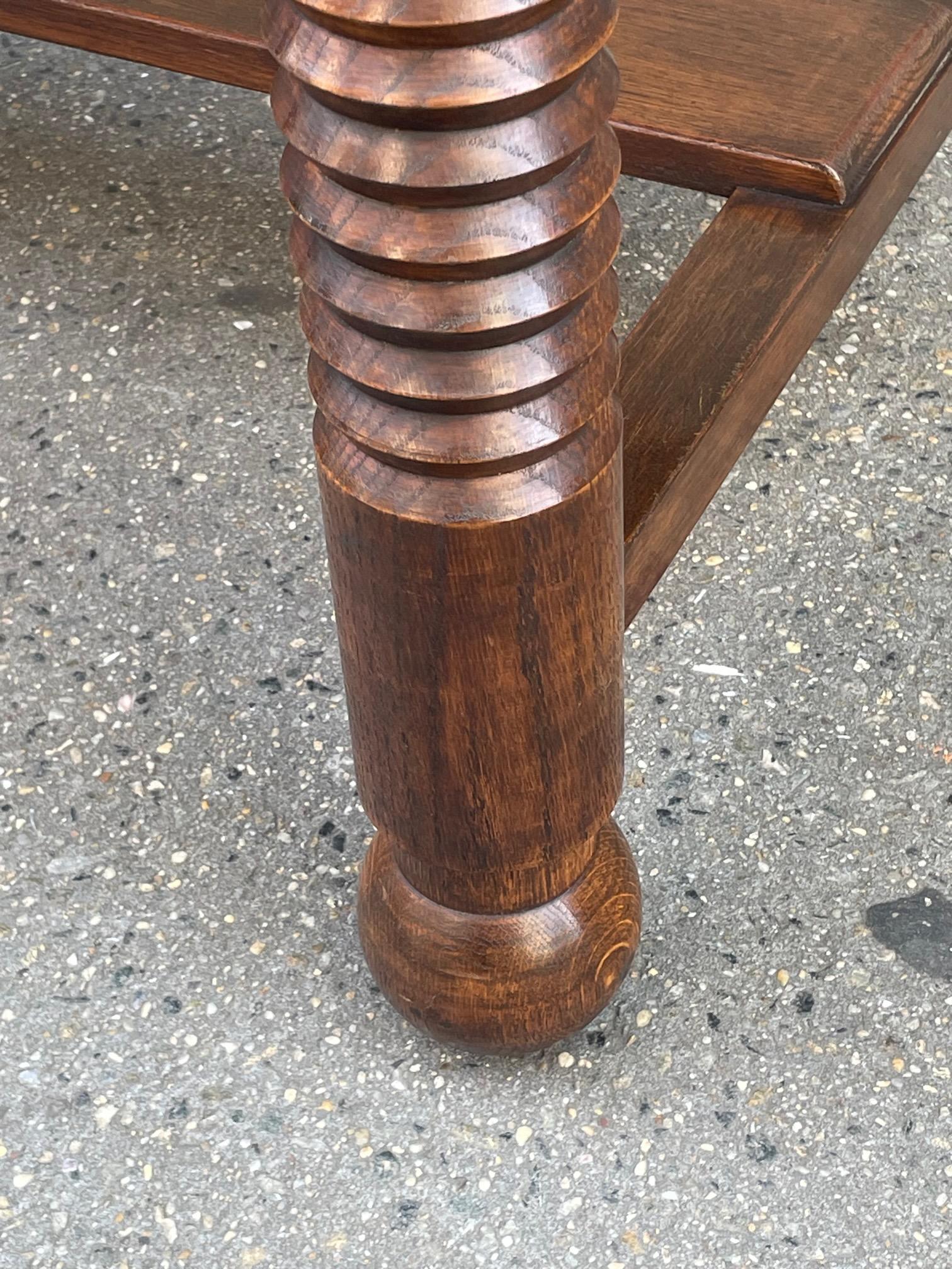 Oak Wood Desk or Dining Table Style of Charles Dudouyt, France, 1940s In Good Condition For Sale In New York, NY