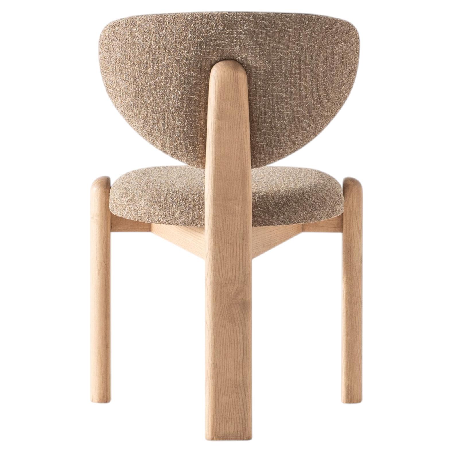 OAK Wood Dining Chair with Fabric Seat, Solid Wood Frame, Contemporary & Natural