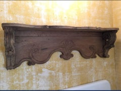 Oak Wood French Shelf or Wall Console from 1890s