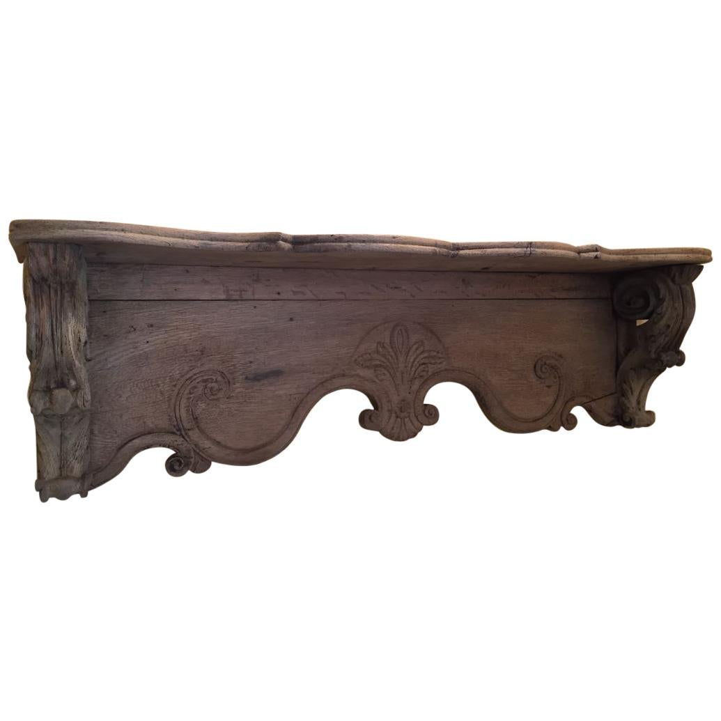Oak Wood French Shelf or Wall Console from 1890s For Sale