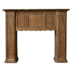 Antique Oak wood front fireplace mantel 19th Century
