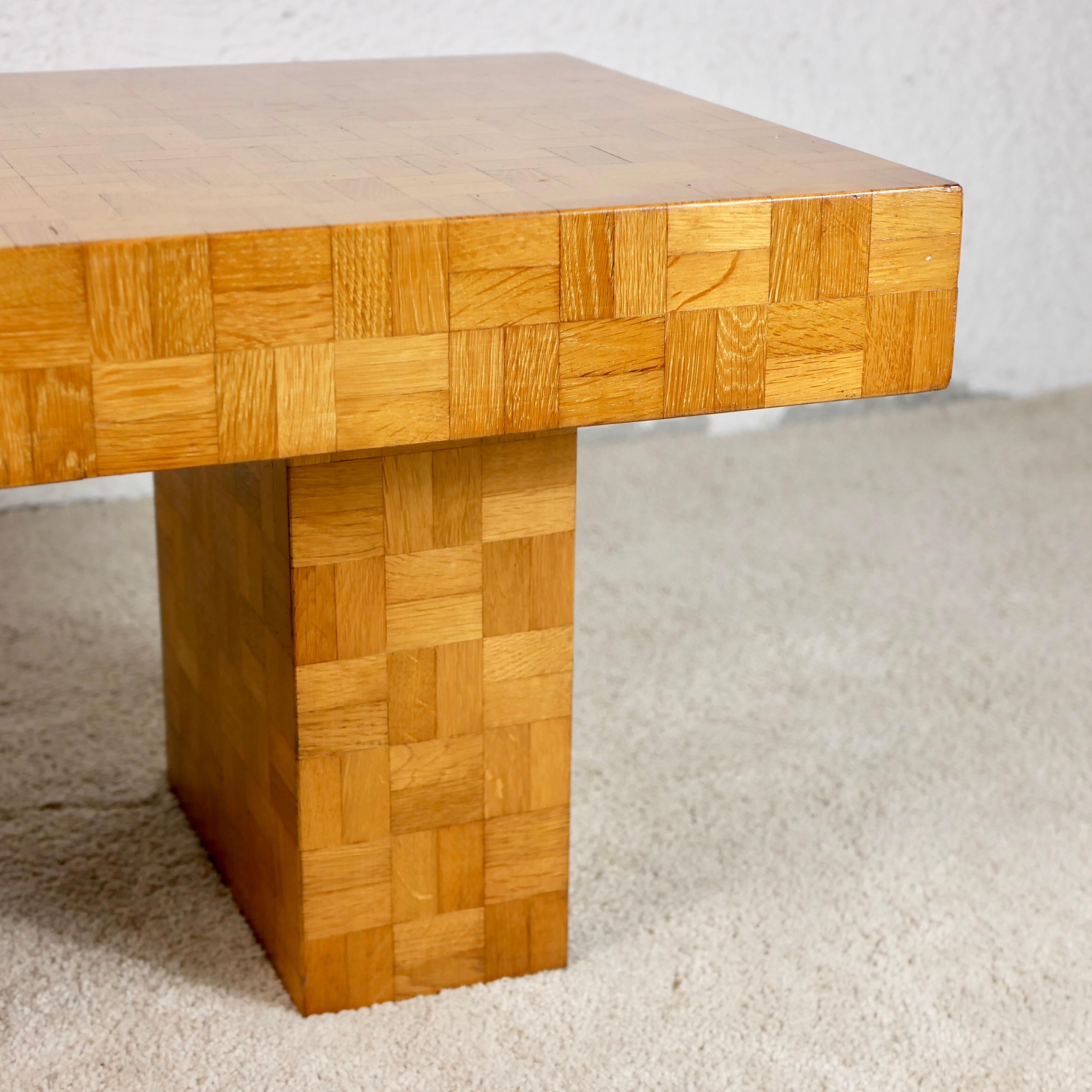 Oak Wood Marquetry Coffee Table from the 1970s 5