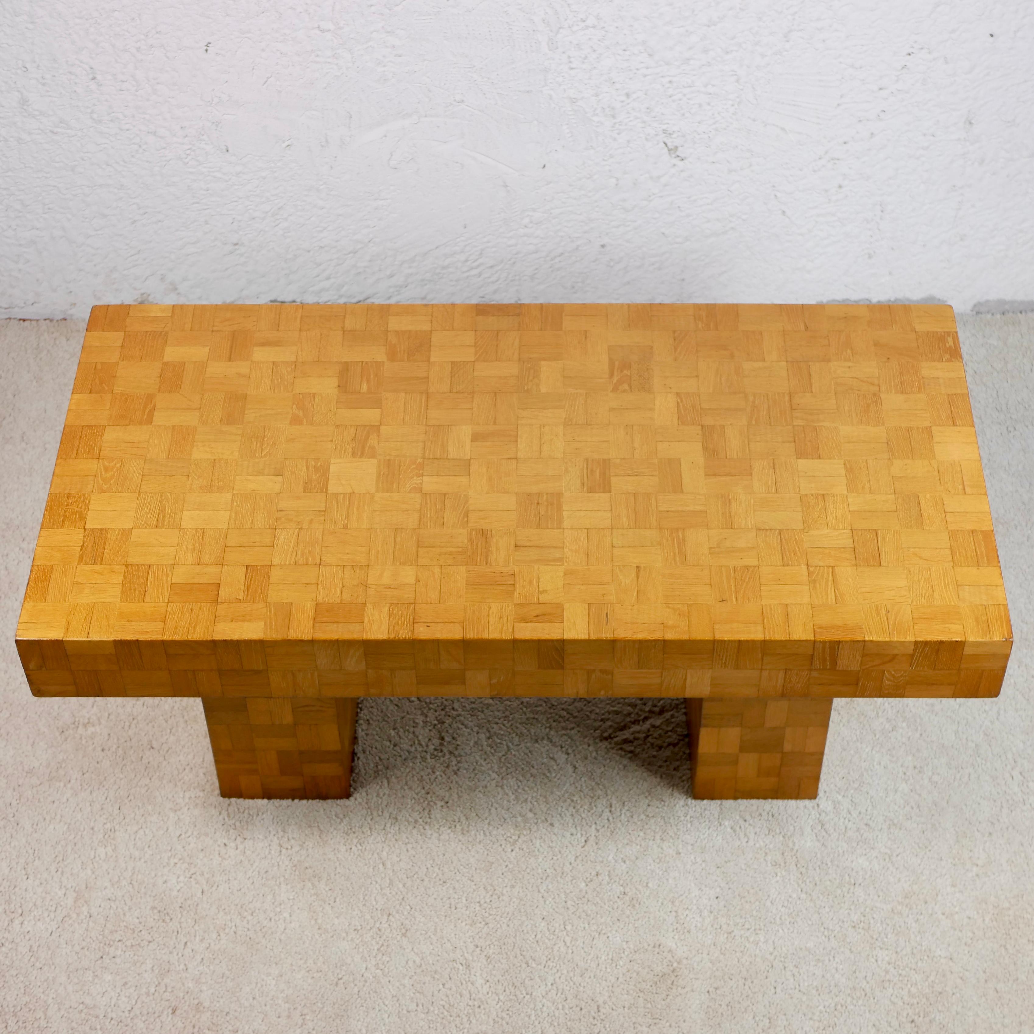 Oak Wood Marquetry Coffee Table from the 1970s 6