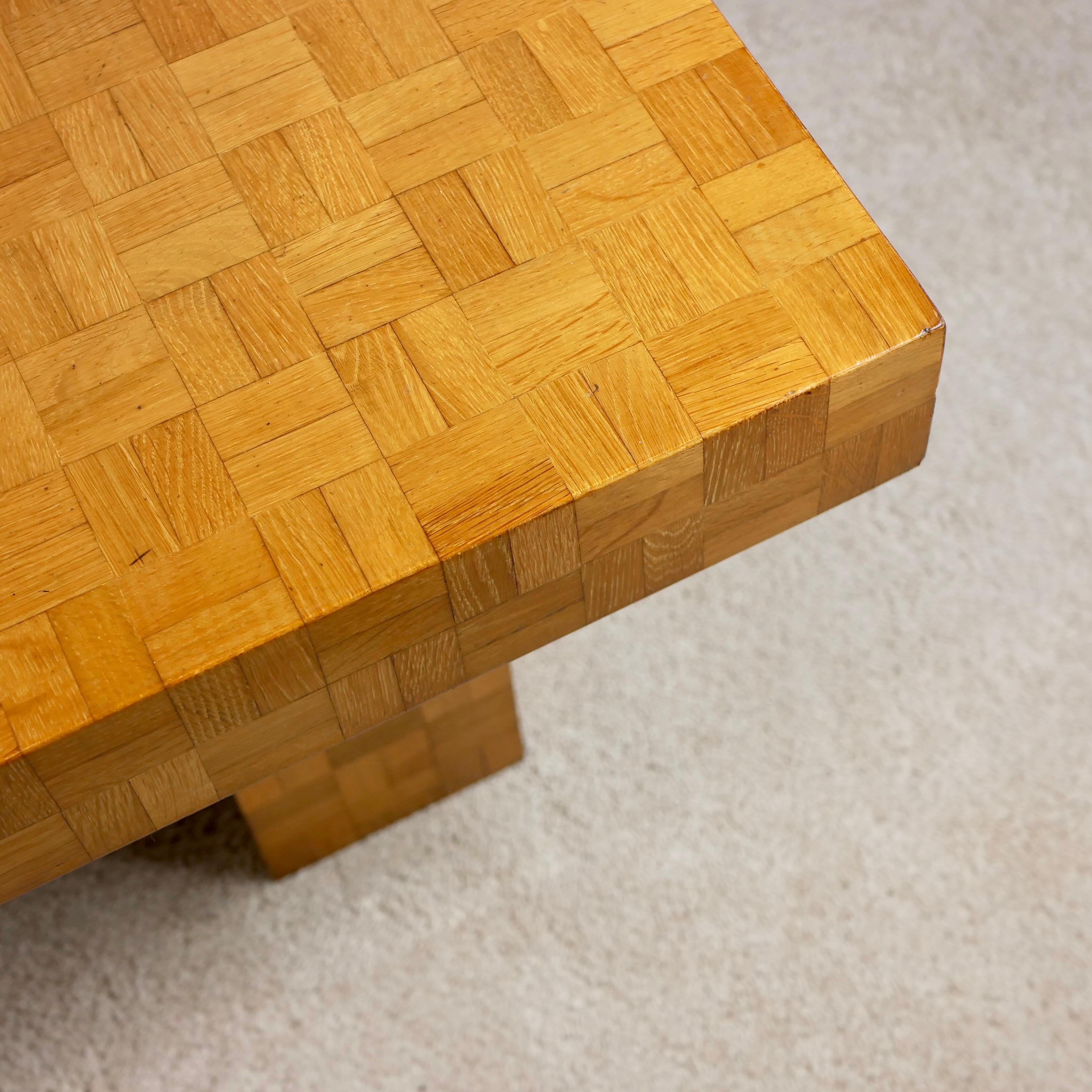 Oak Wood Marquetry Coffee Table from the 1970s 8