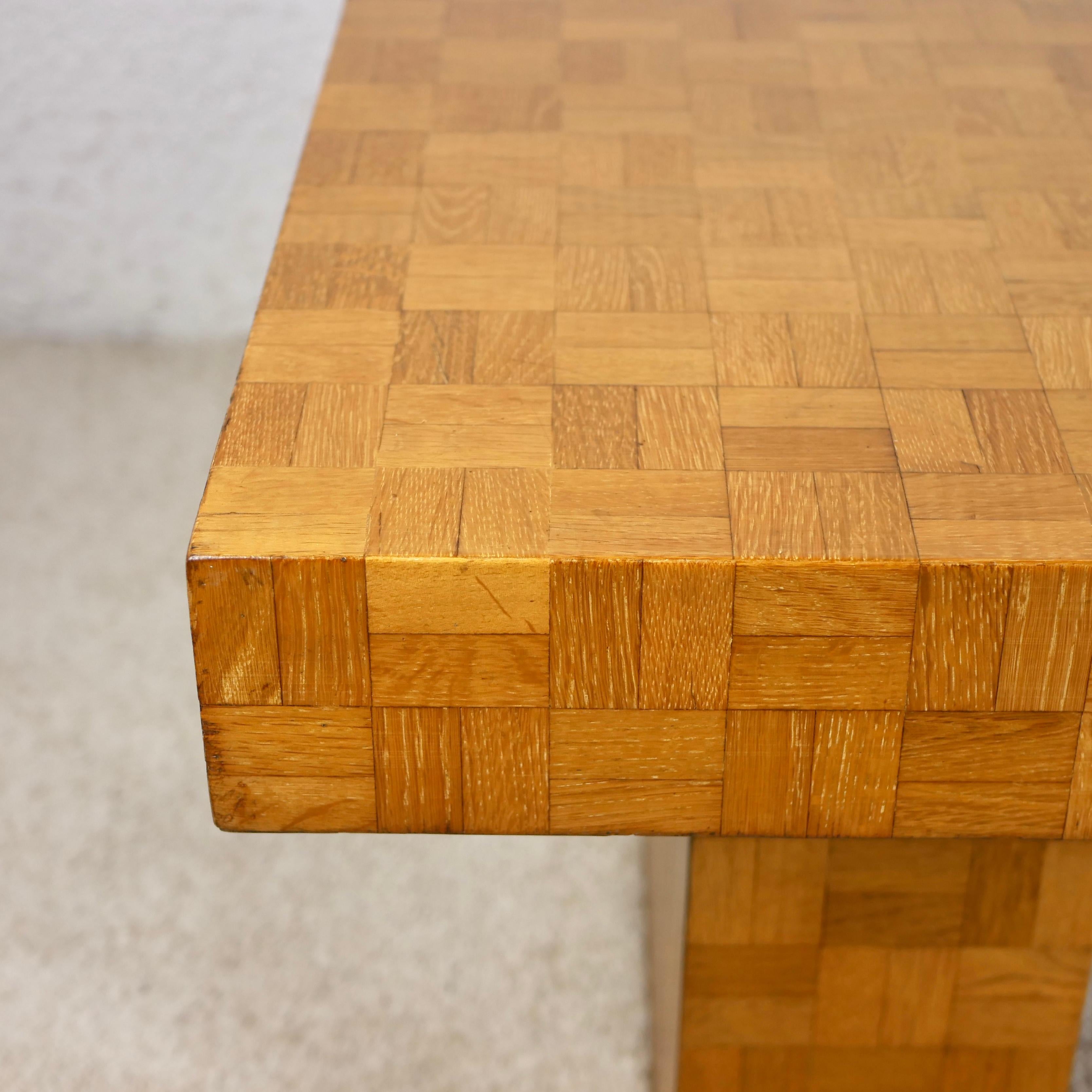 Oak Wood Marquetry Coffee Table from the 1970s 9