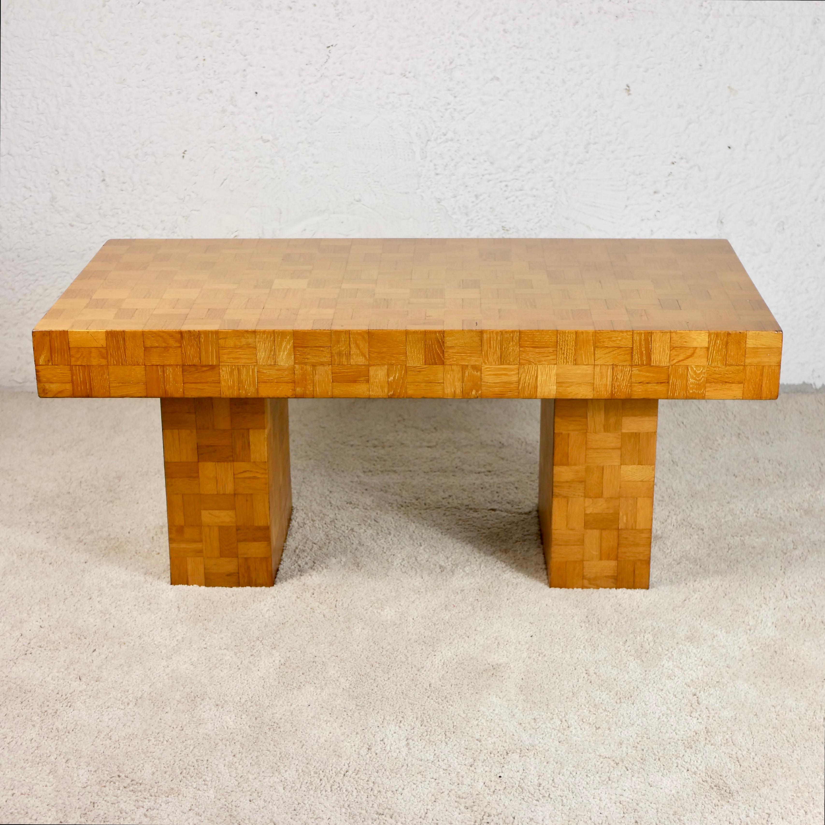 Late 20th Century Oak Wood Marquetry Coffee Table from the 1970s