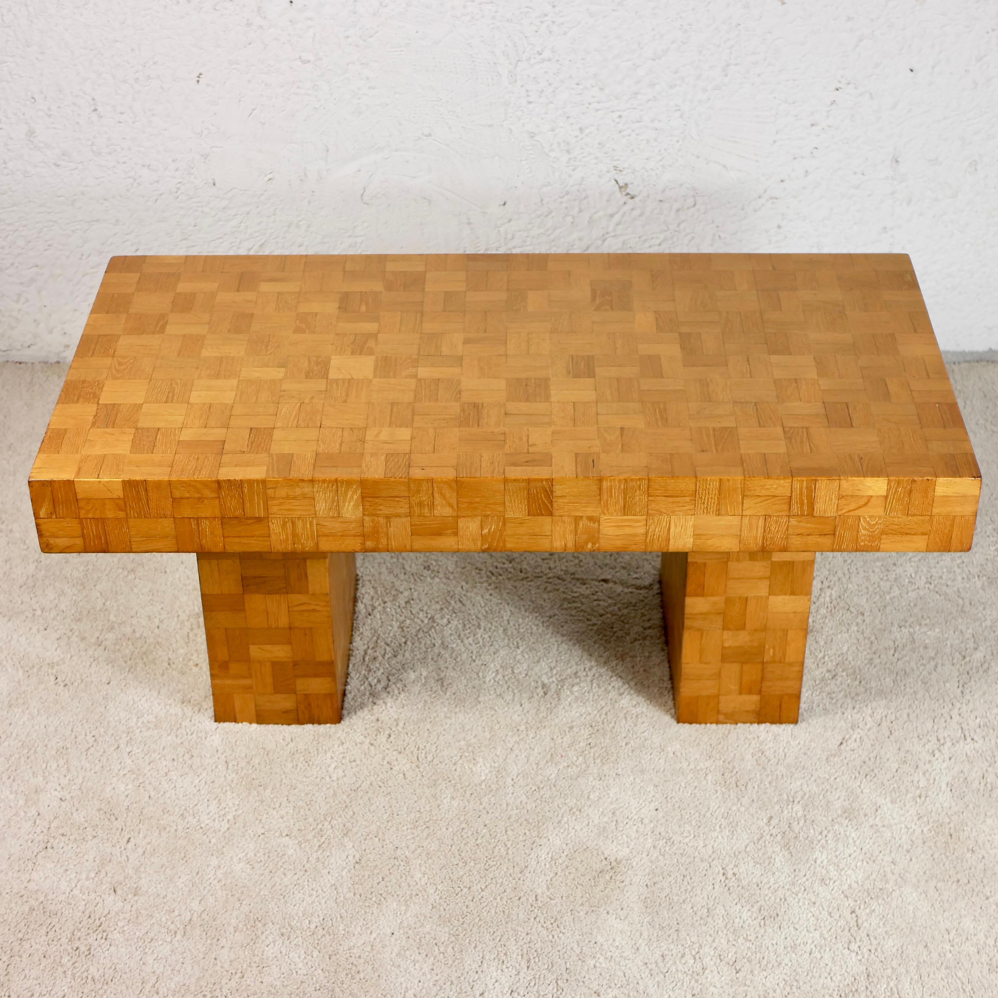 Oak Wood Marquetry Coffee Table from the 1970s 1