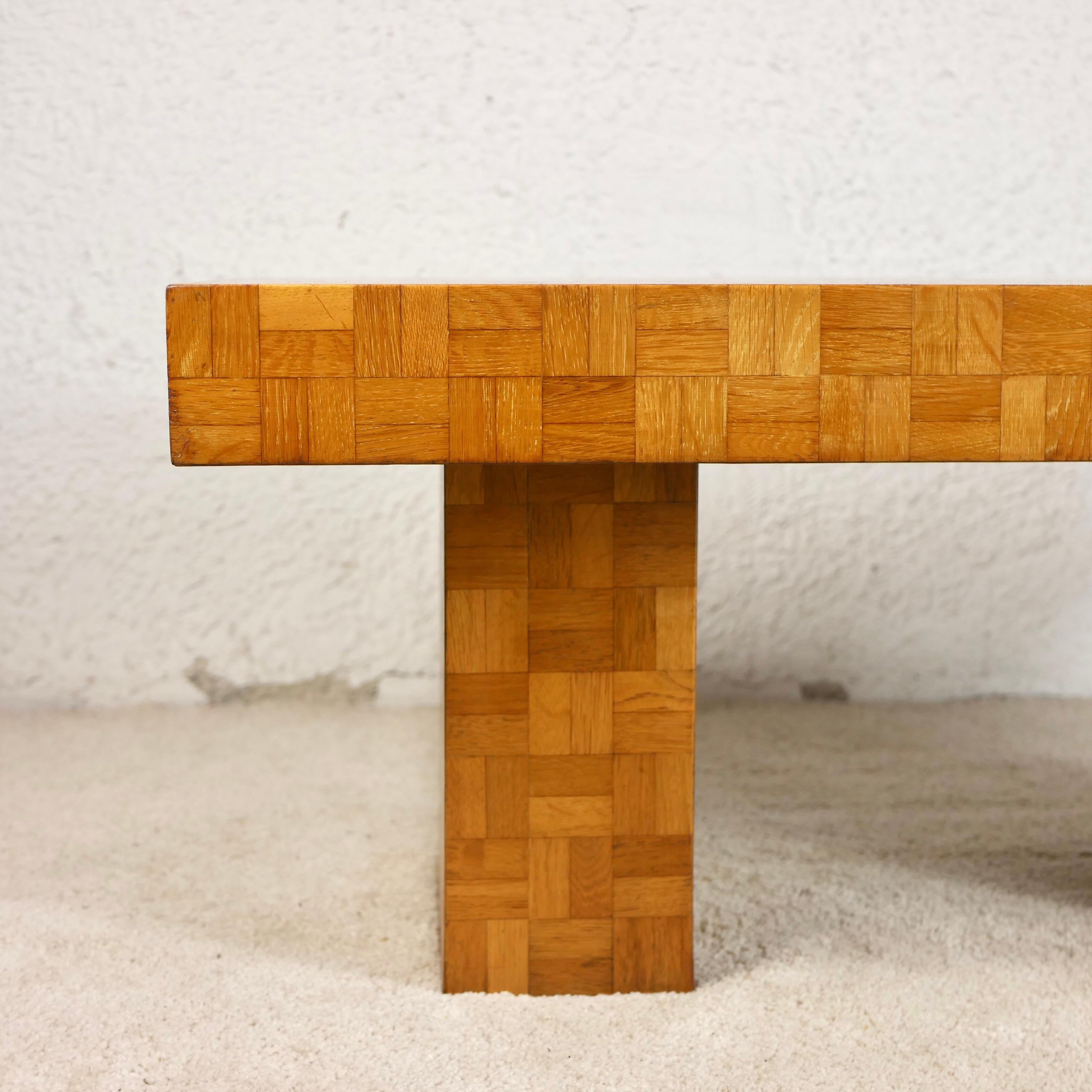 Oak Wood Marquetry Coffee Table from the 1970s 2