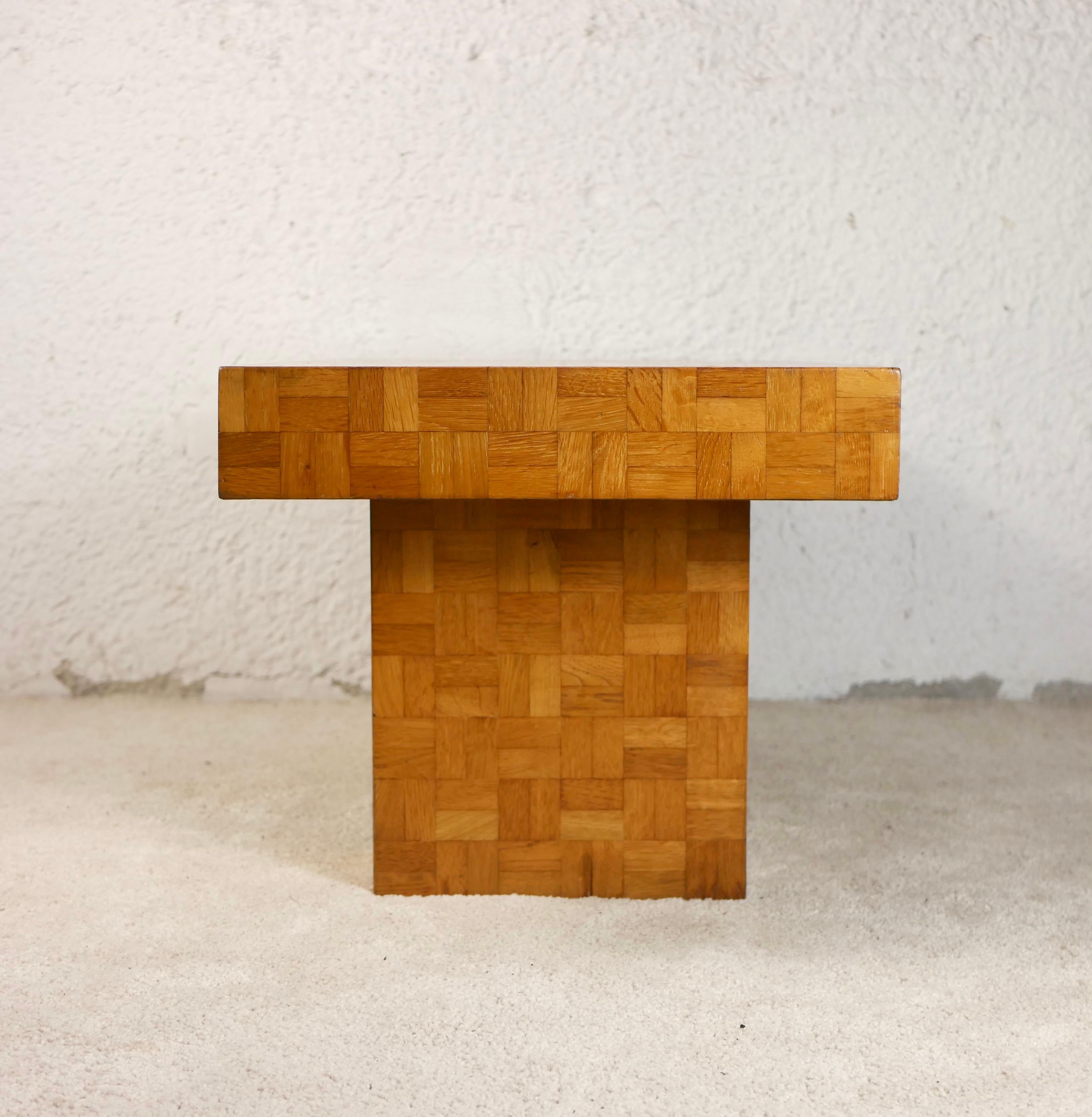 Oak Wood Marquetry Coffee Table from the 1970s 4