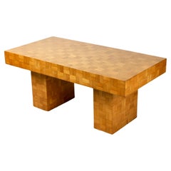 Oak Wood Marquetry Coffee Table from the 1970s