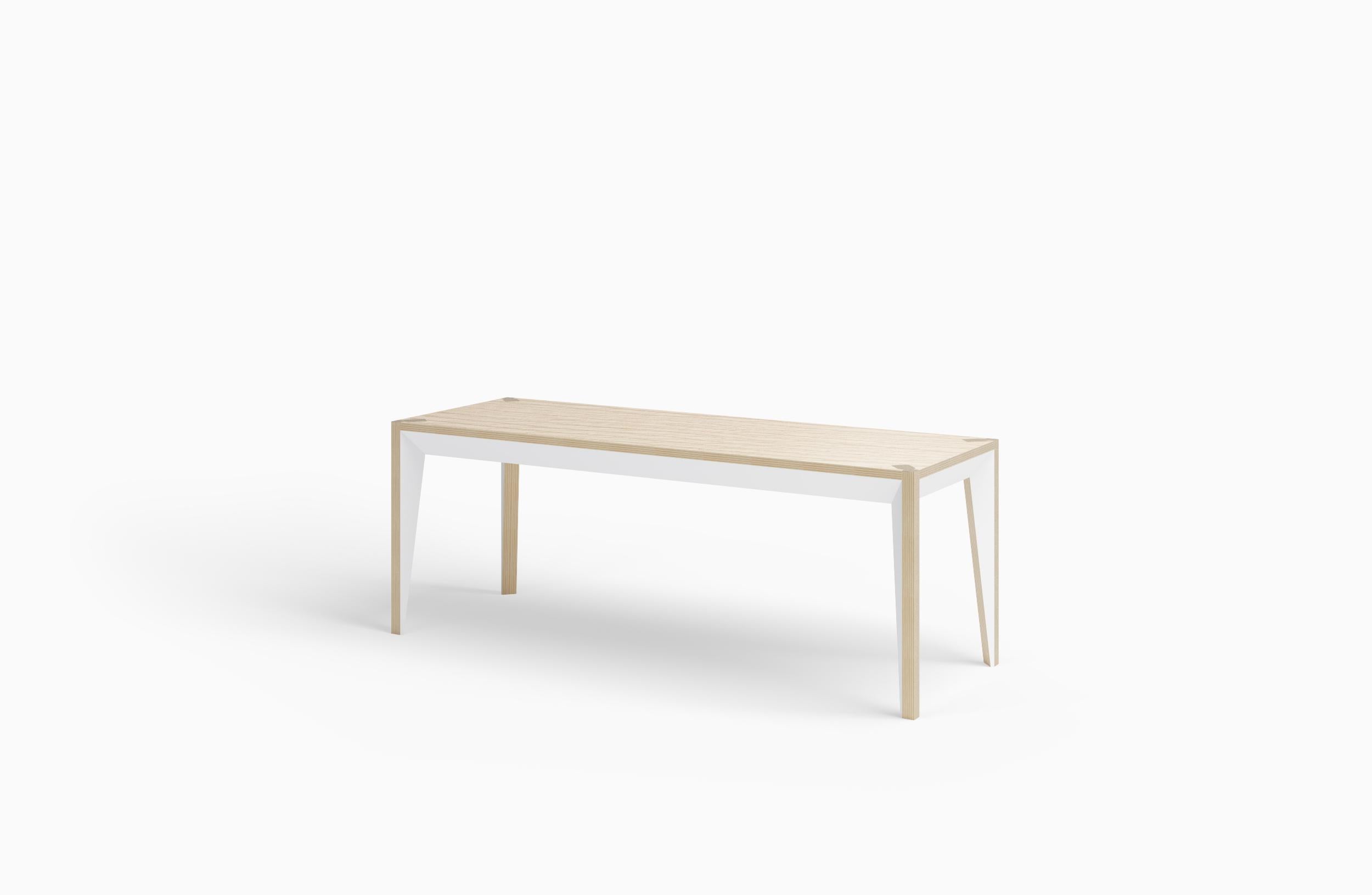 Merging clean lines with warm materials, the faceted geometry of the MiMi bench creates a slender, elegant profile punctuated with painted surfaces that capture light. This modern and graceful design looks great from all angles. 
The MiMi line was