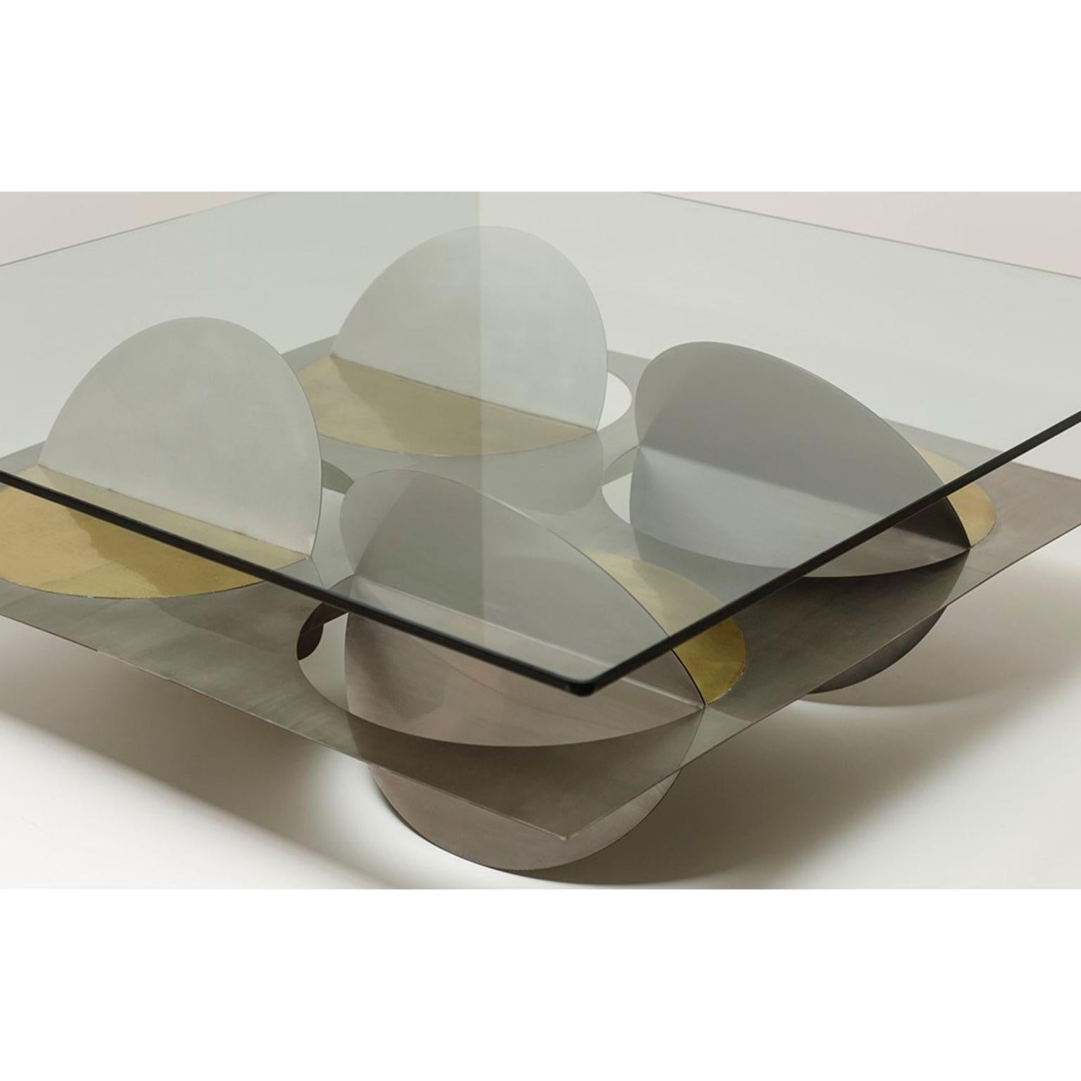 Glass Oak Wood Moonsky Coffee Table by Ana Volante Studio