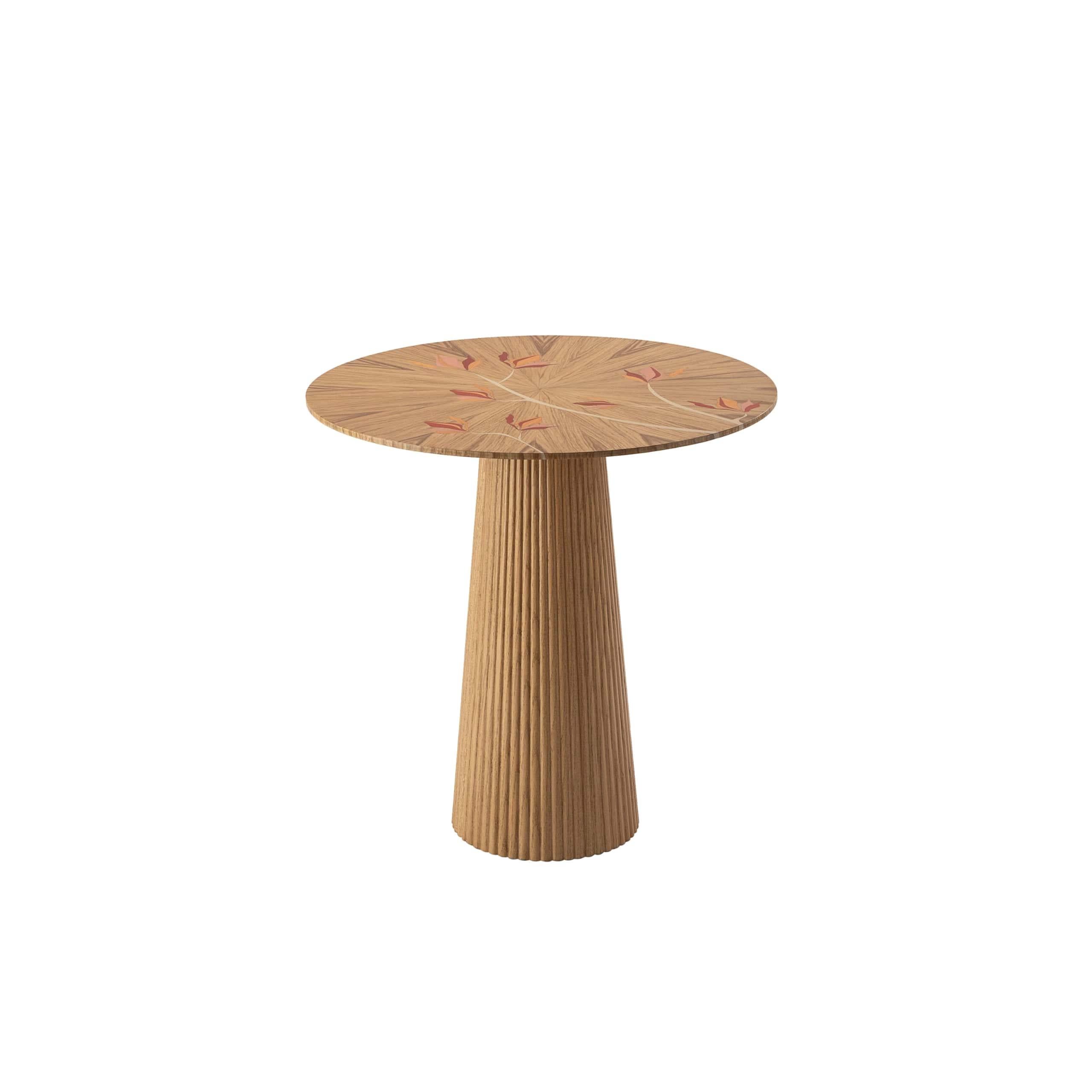 Beistelltisch aus Eichenholz mit zarten Blumenmustern (Moderne) im Angebot