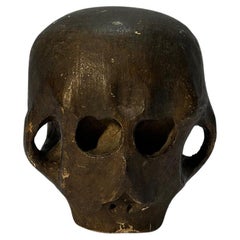 Oak Wood Skull Polychromed 18th Century