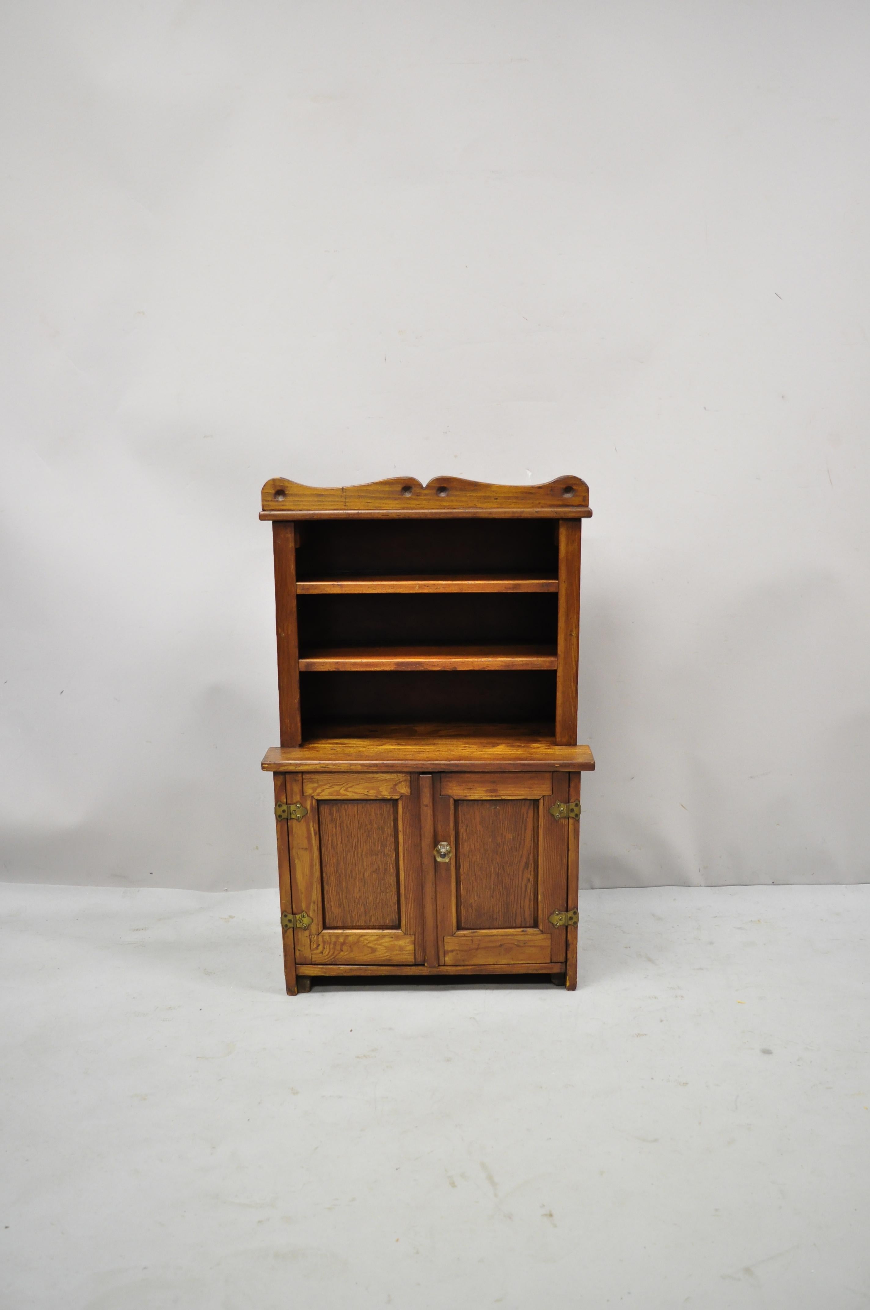 Oak Wood Small Miniature Cupboard Colonial Kitchen Childs Cabinet For Sale 3