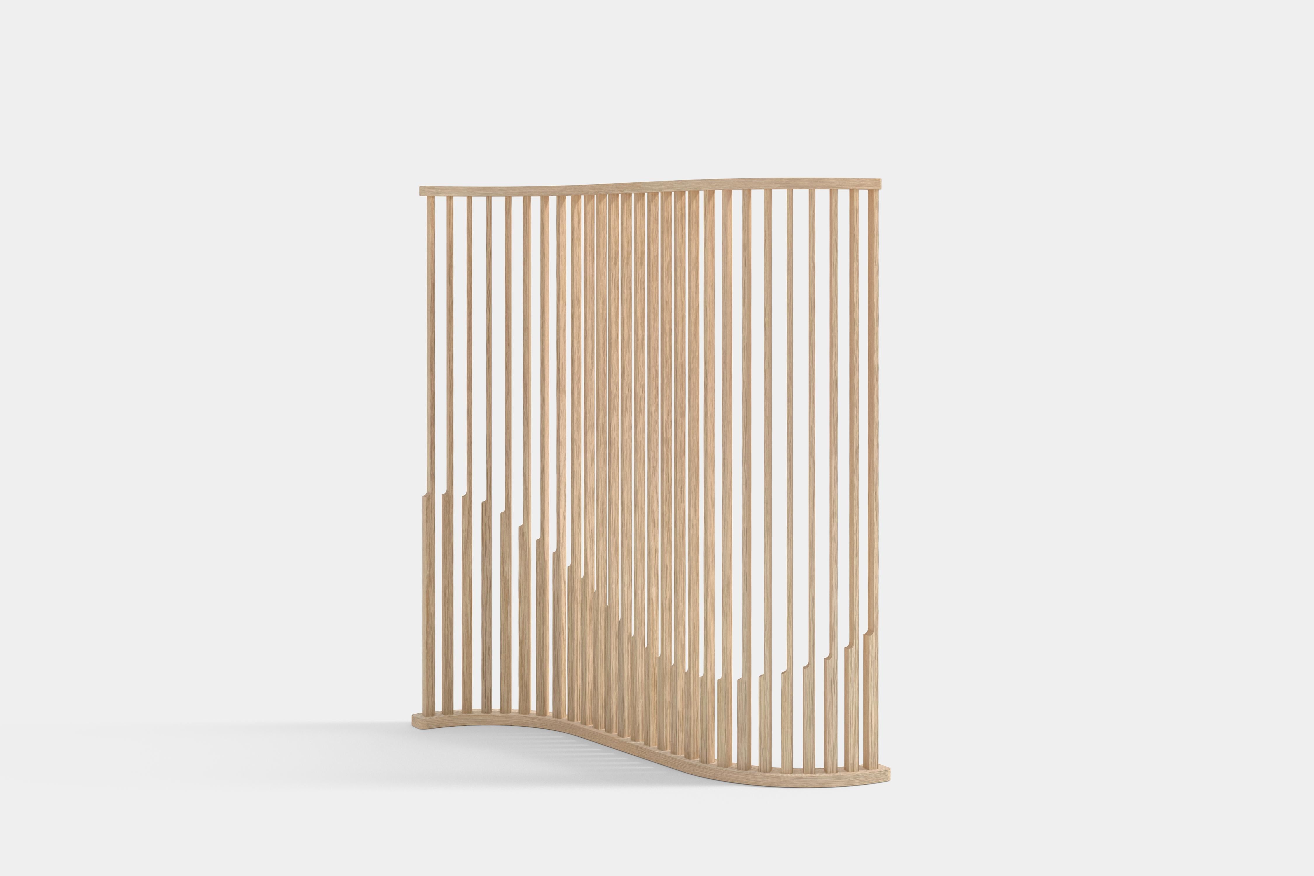 Laws of Motion Small Room Divider in Oak Wood, Screen by Joel Escalona 1