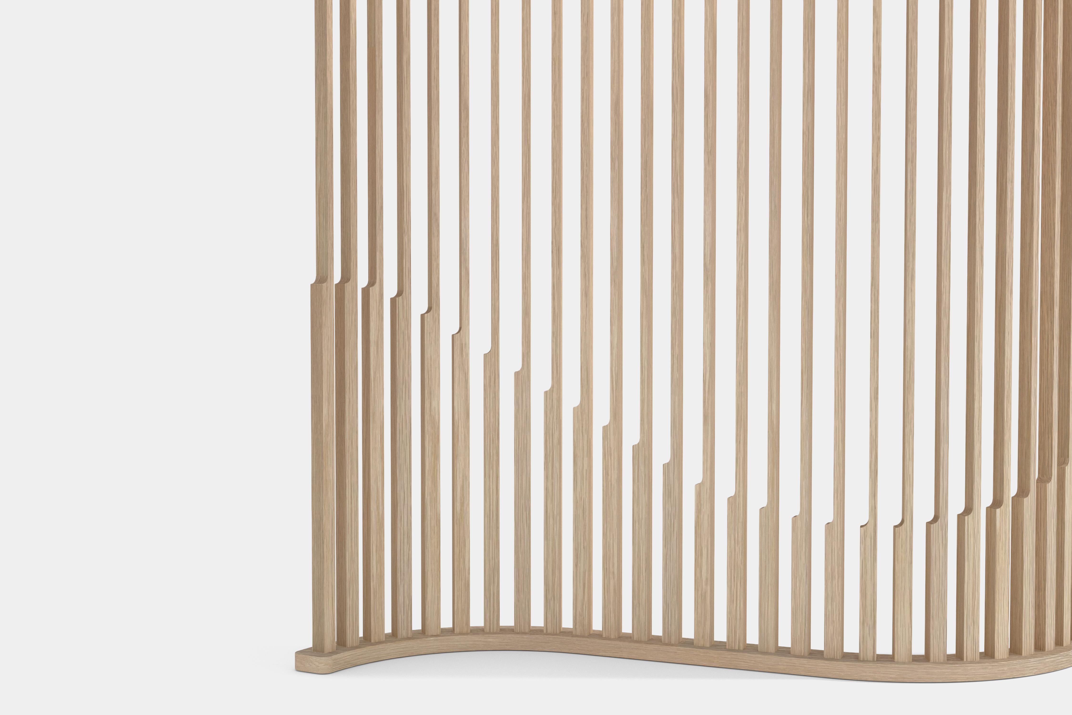 Laws of Motion Small Room Divider in Oak Wood, Screen by Joel Escalona 2