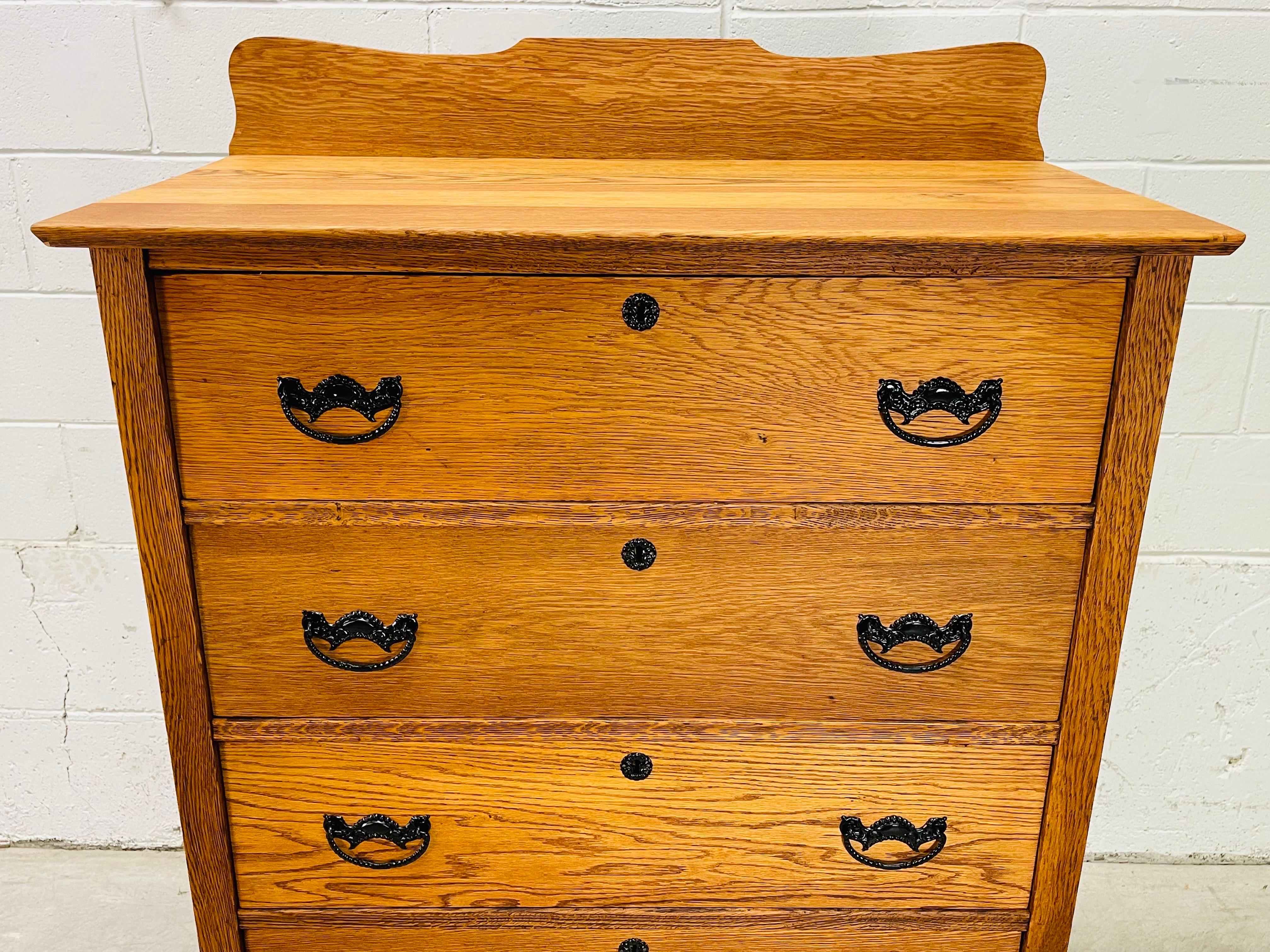 Oak Wood Tall Dresser Description For Sale at 1stDibs | light wood tall ...