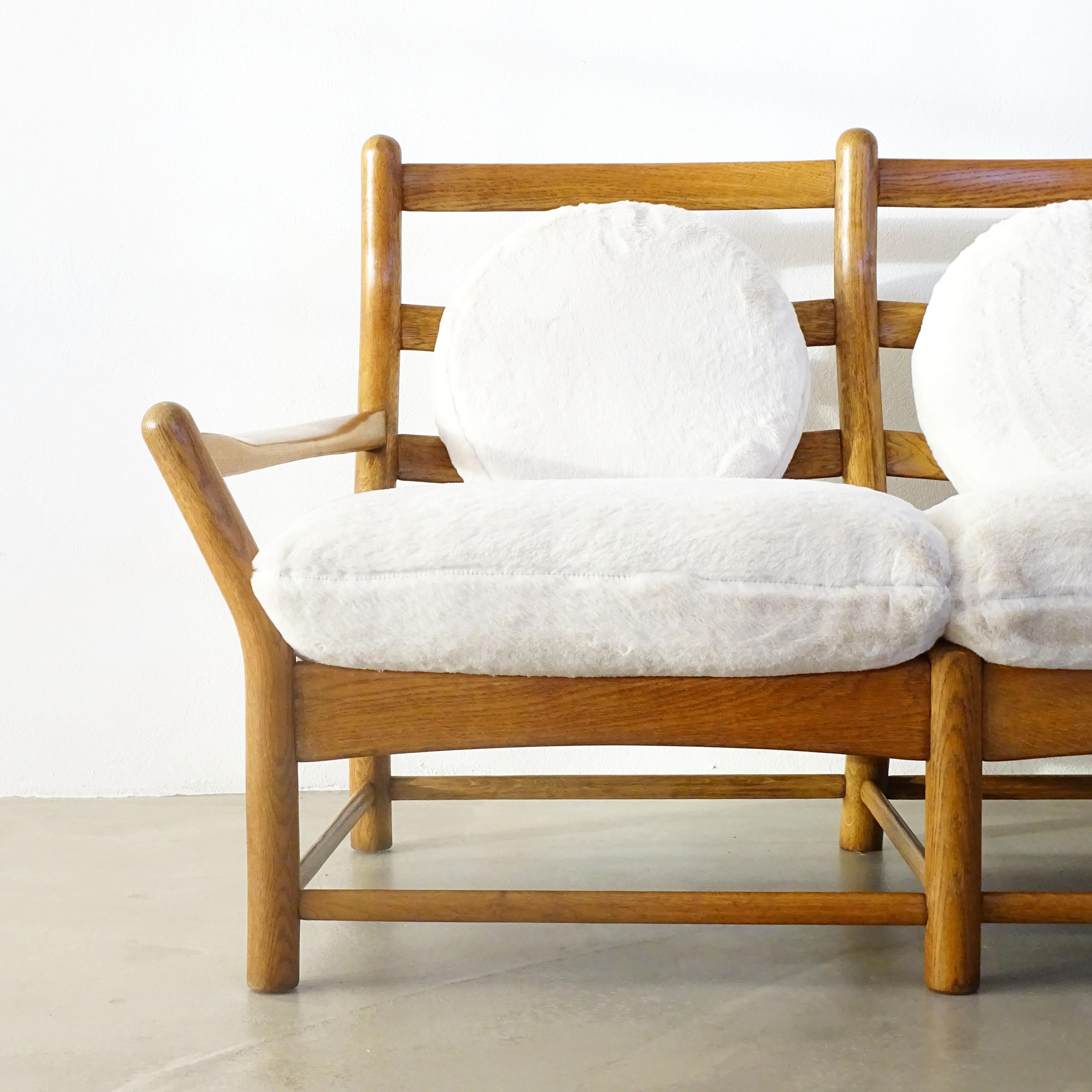 OAK Wood Dreisitziges Sofa, Europa 1960er Jahre im Angebot 5