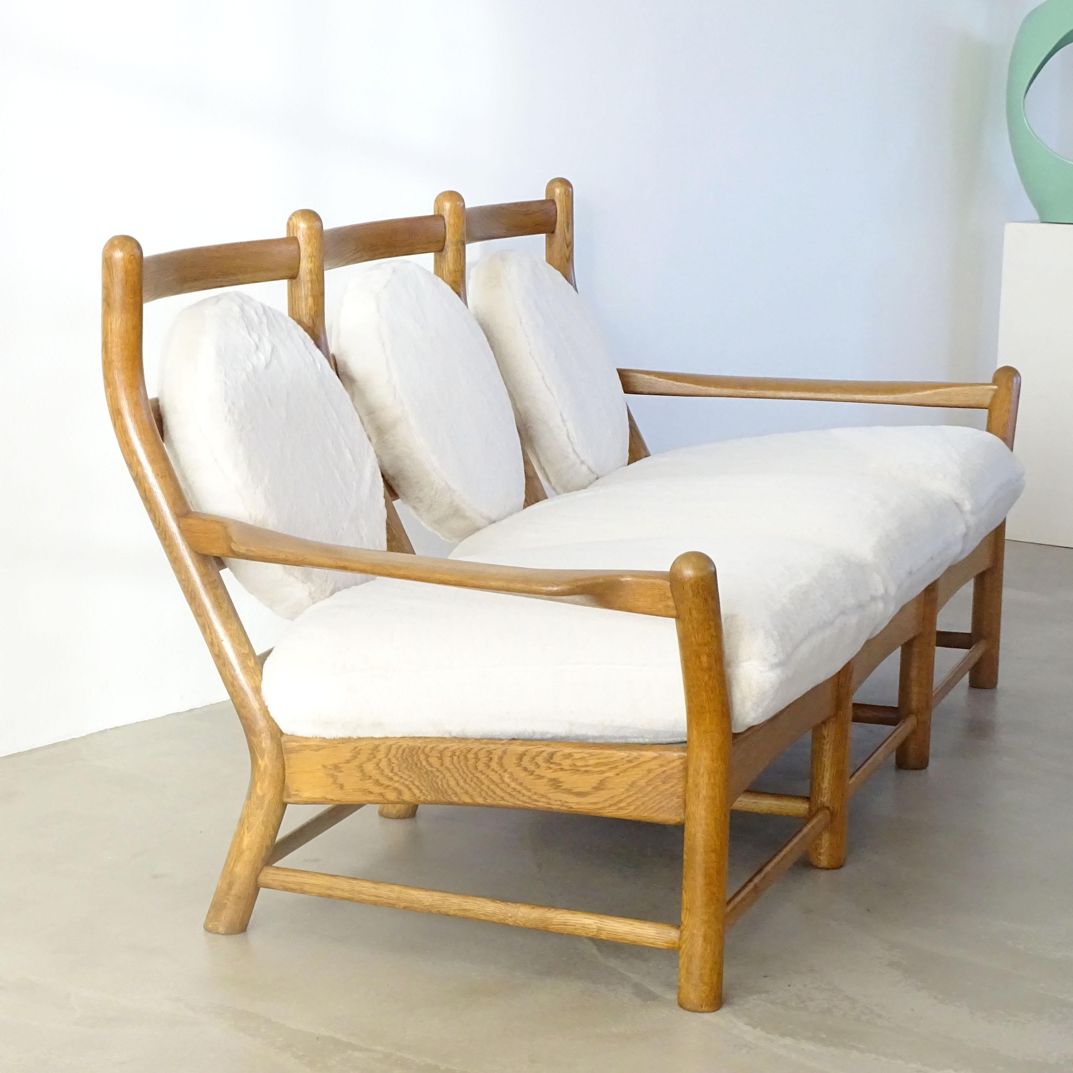 Mid-Century Modern Oak wood Three seater sofa, Europe 1960s For Sale