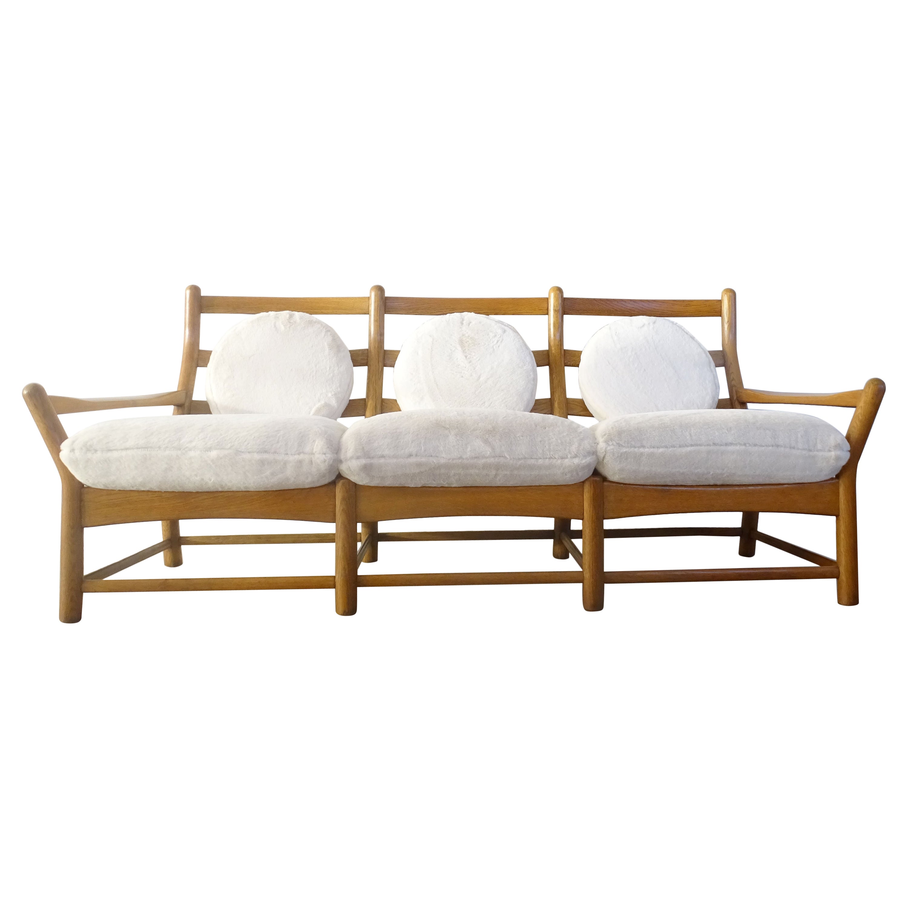 Oak wood Three seater sofa, Europe 1960s
