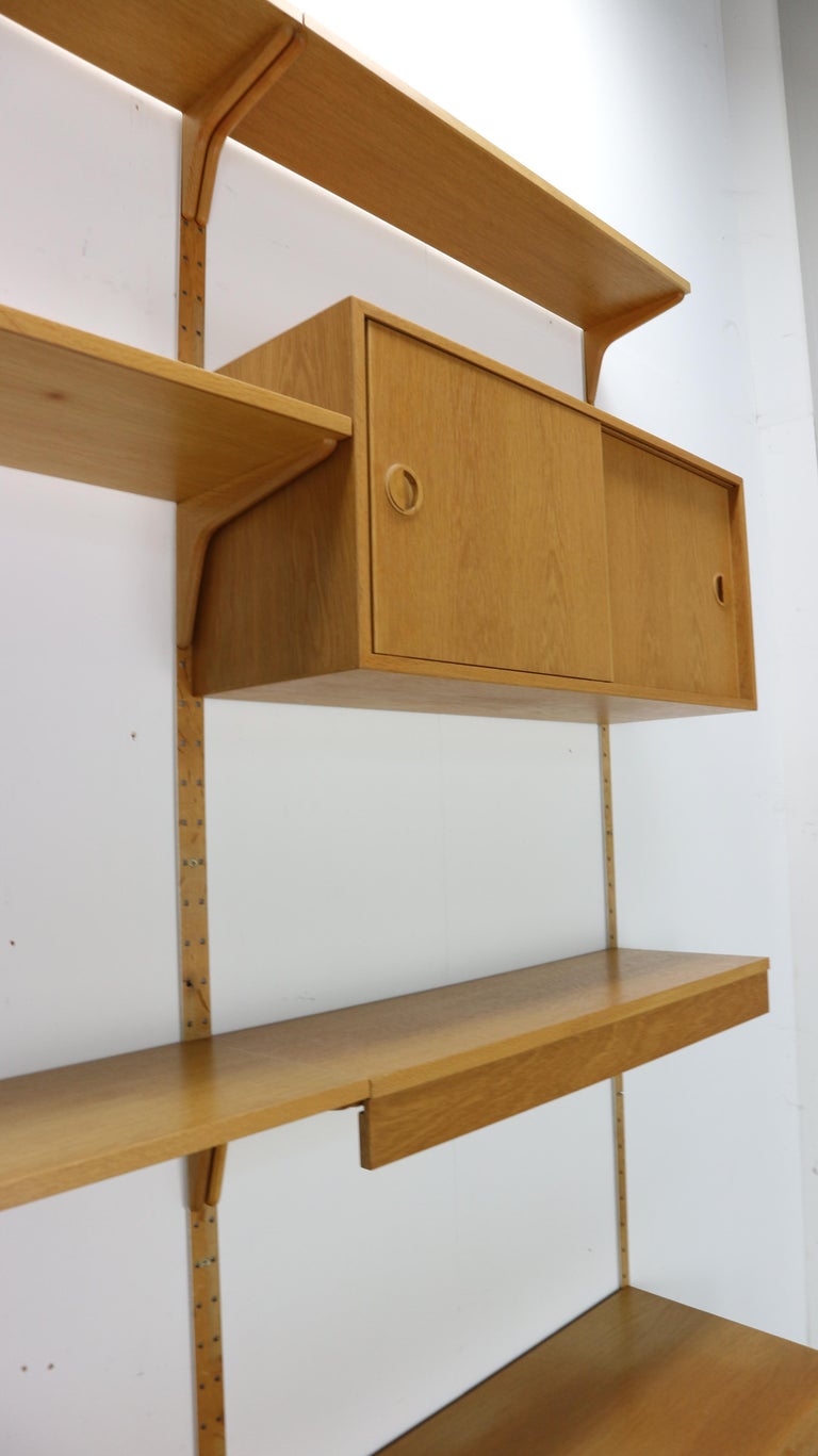Oak Wood Wall Unit By Rud Thygesen& Johnny Soren For H.G. Møbler