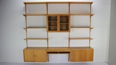 Oak Wood Wall Unit by Rud Thygesen & Johnny Soren for H.G. Møbler, Denmark, 1960s
