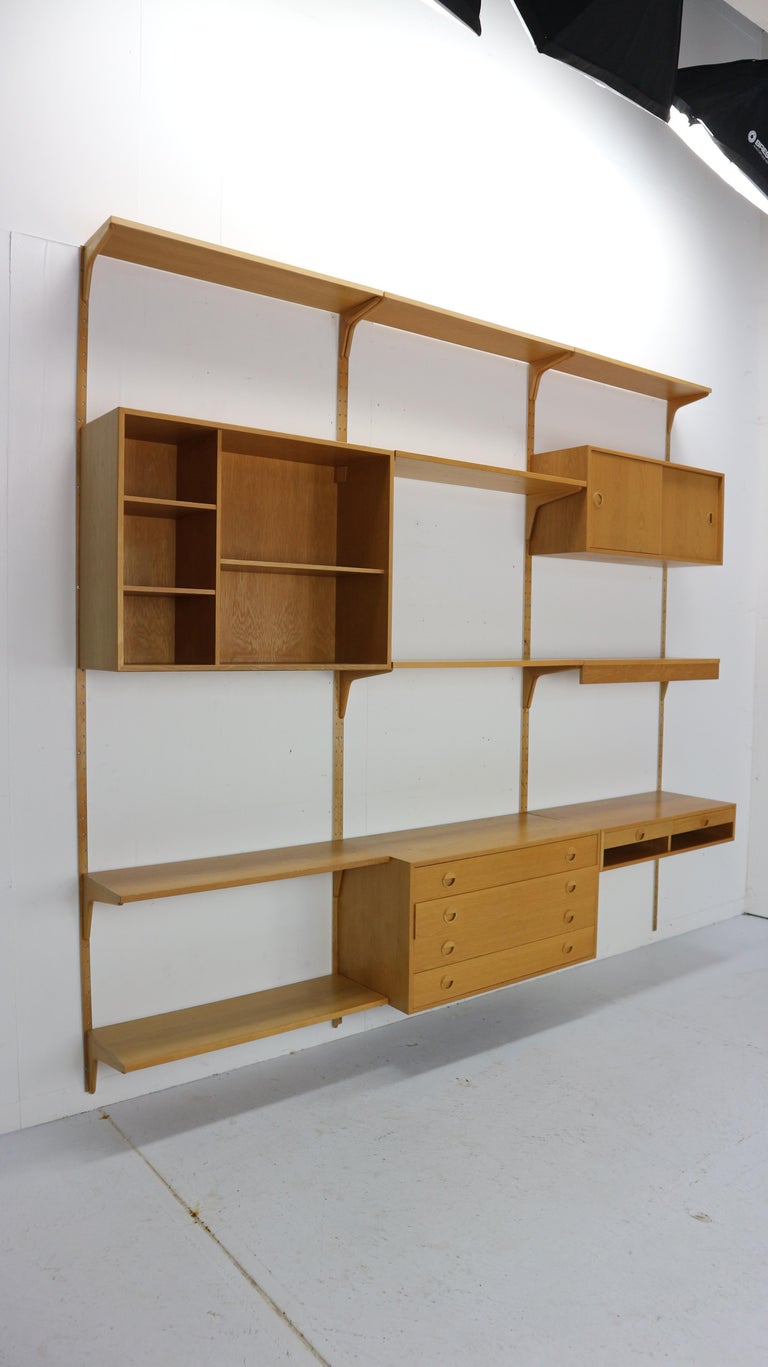Oak Wood Wall Unit By Rud Thygesen& Johnny Soren For H.G. Møbler