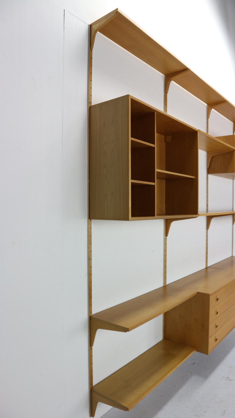 Oak Wood Wall Unit By Rud Thygesen& Johnny Soren For H.G. Møbler