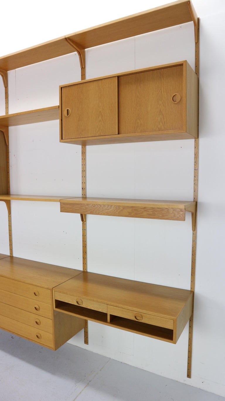 Oak Wood Wall Unit By Rud Thygesen& Johnny Soren For H.G. Møbler