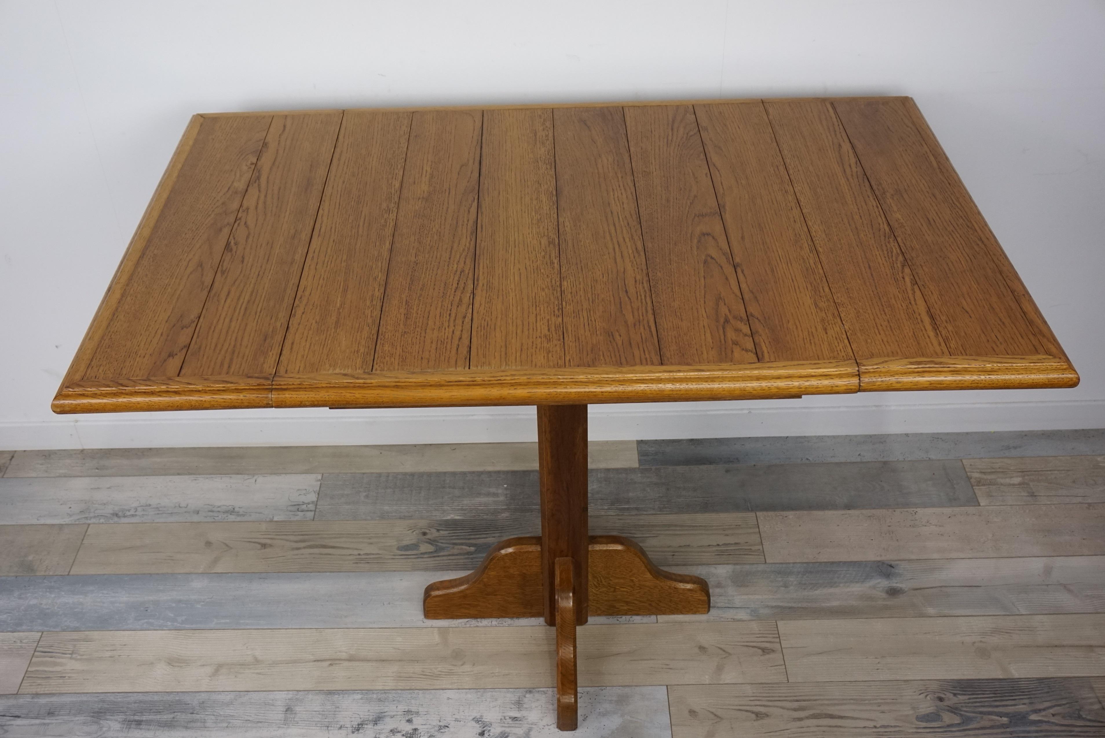 Oak Wooden 1960s French Design Folding and Dining Table 1