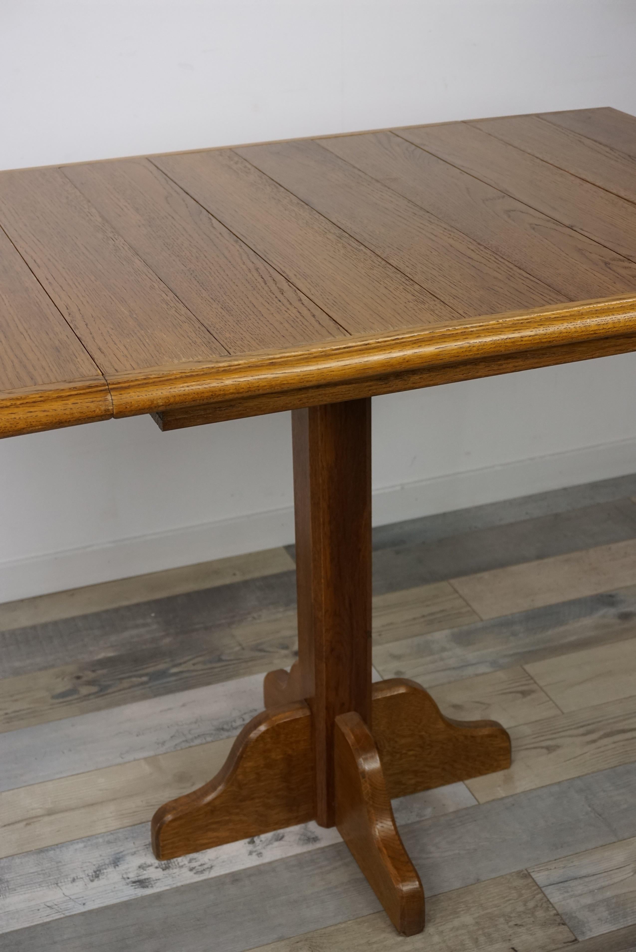 Oak Wooden 1960s French Design Folding and Dining Table 3