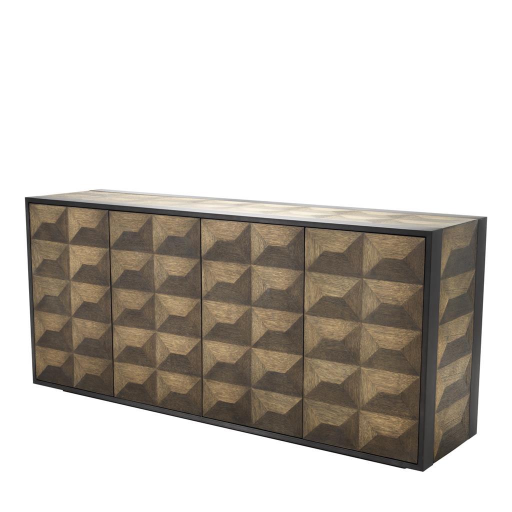 Sideboard aus Eichenholz und Bronze im brutalistischen Stil (Europäisch) im Angebot