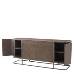 Buffet en bois d'Oak et métal laiton brossé Design