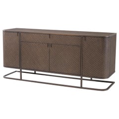 Buffet en bois d'Oak et métal laiton brossé Design