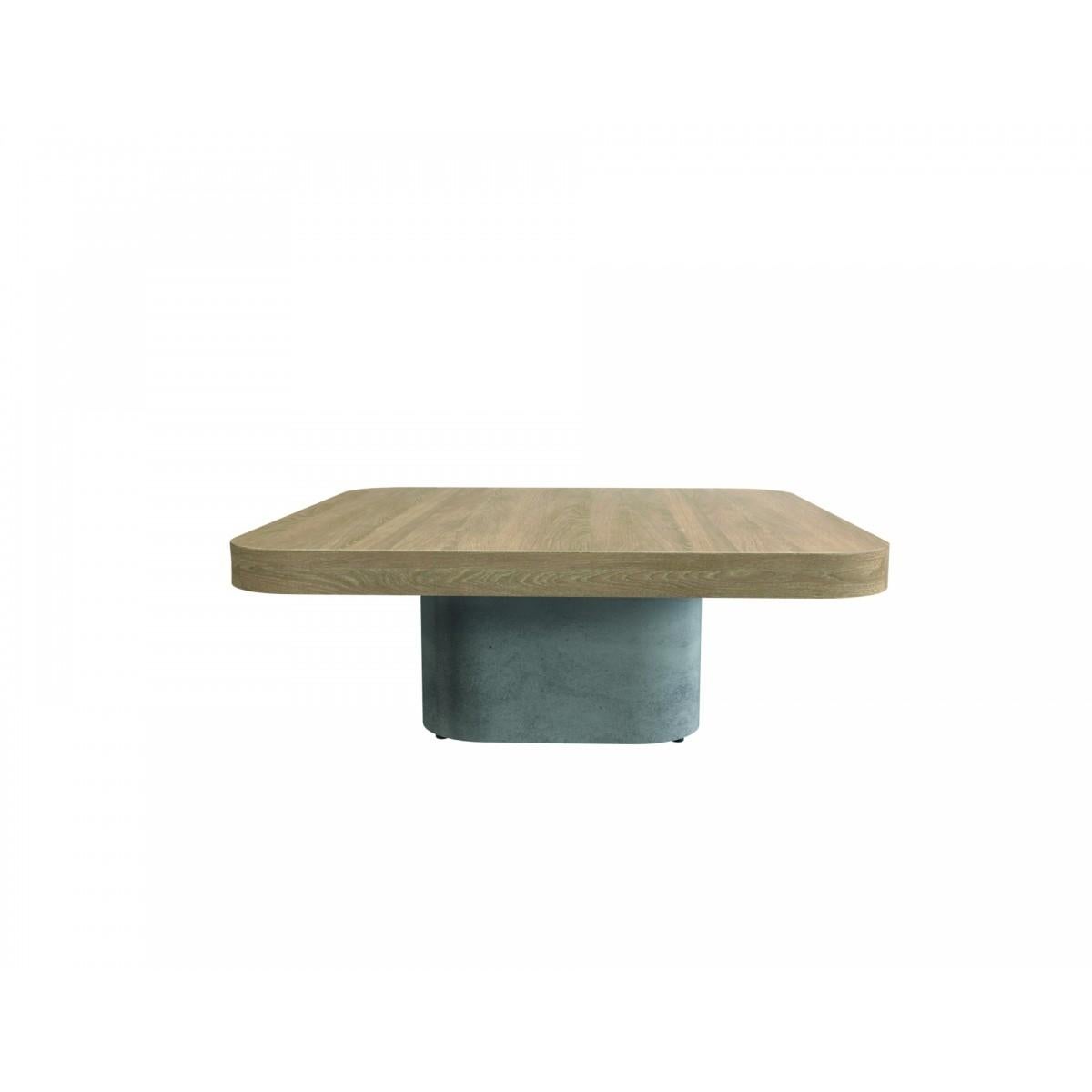 Mid-Century Modern Oak Wooden and Concrete Design Coffee Table