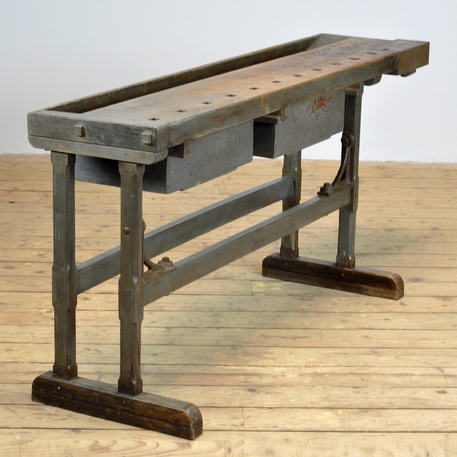 Industrial Oak Workbench, circa 1920