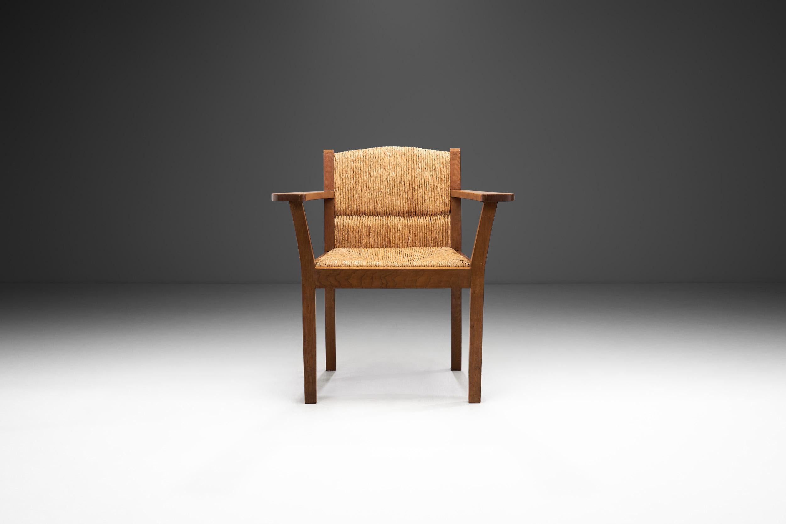 Mid-Century Modern Oak Worpsweder Armchair by Willi Ohler for Erich Schultz, Germany 1920s For Sale