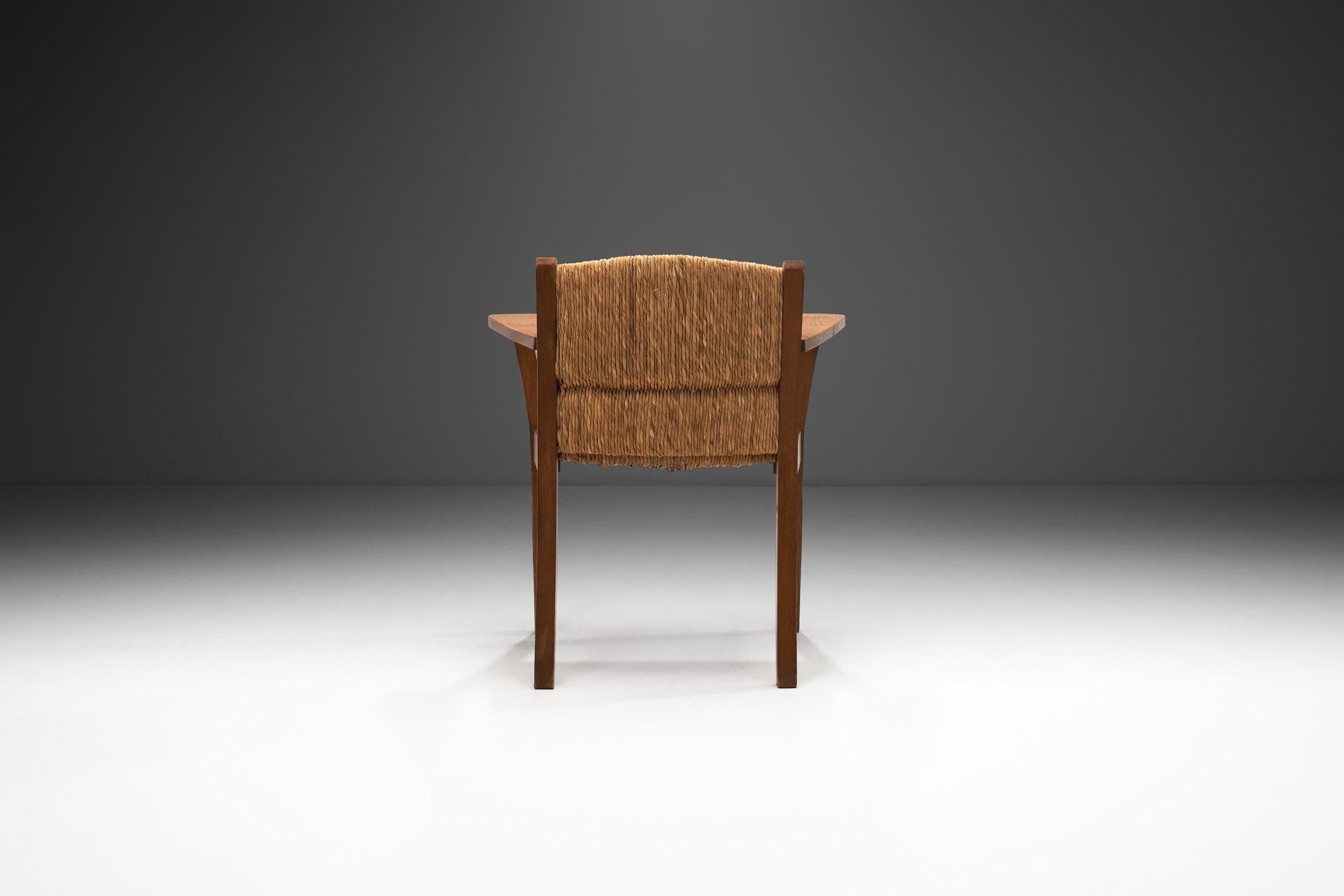 Early 20th Century Oak Worpsweder Armchair by Willi Ohler for Erich Schultz, Germany 1920s For Sale