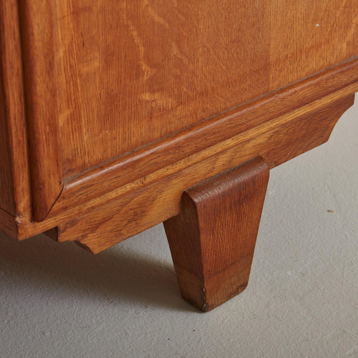 Oak Writing Desk in the Style of Guillerme Et Chambron, France 1950s 7