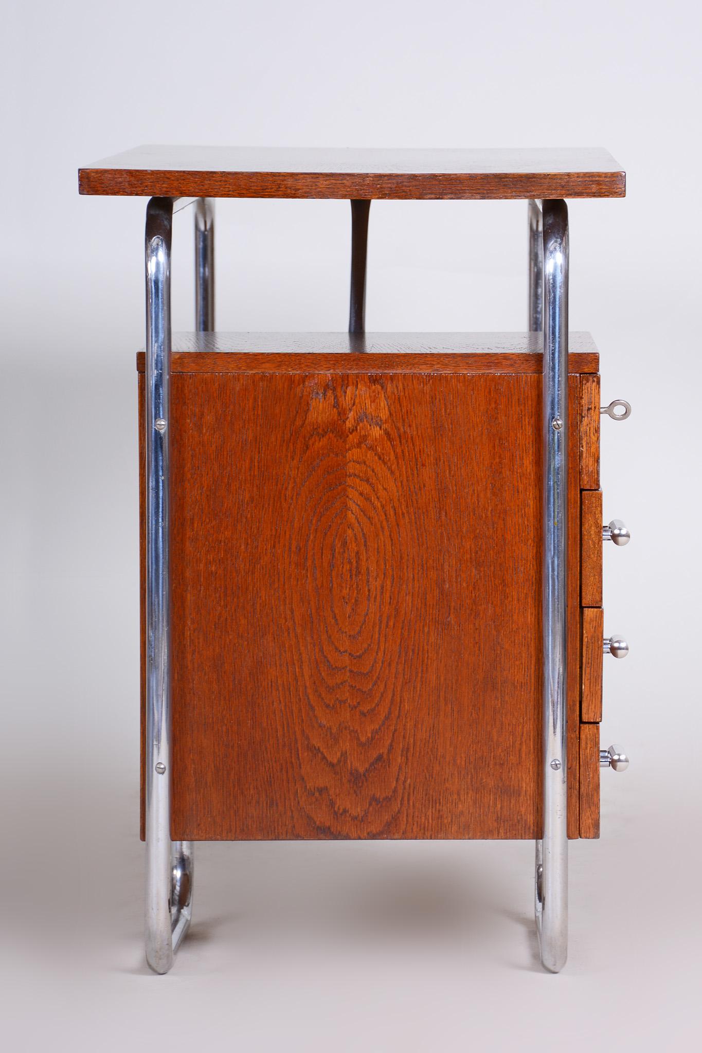 Oak Writing Desk Made in 1930s Czechia by Robert Slezak, Bauhaus Style, Restored 5