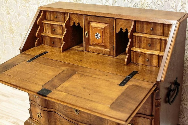 European Oak Writing Desk of the Baroque Forms, circa 1890 After Renovation For Sale