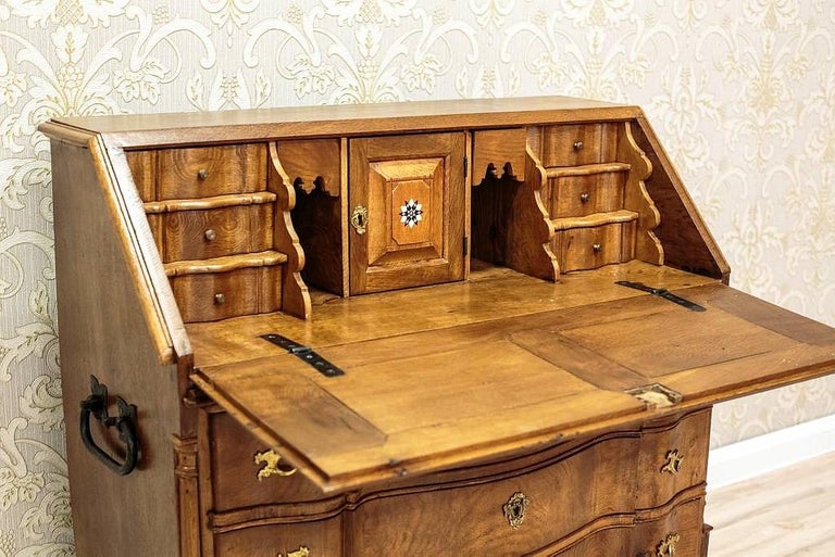19th Century Oak Writing Desk of the Baroque Forms, circa 1890 After Renovation For Sale
