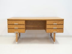 Oak Writing Desk with Aluminum Details Attributed to Kai Kristiansen