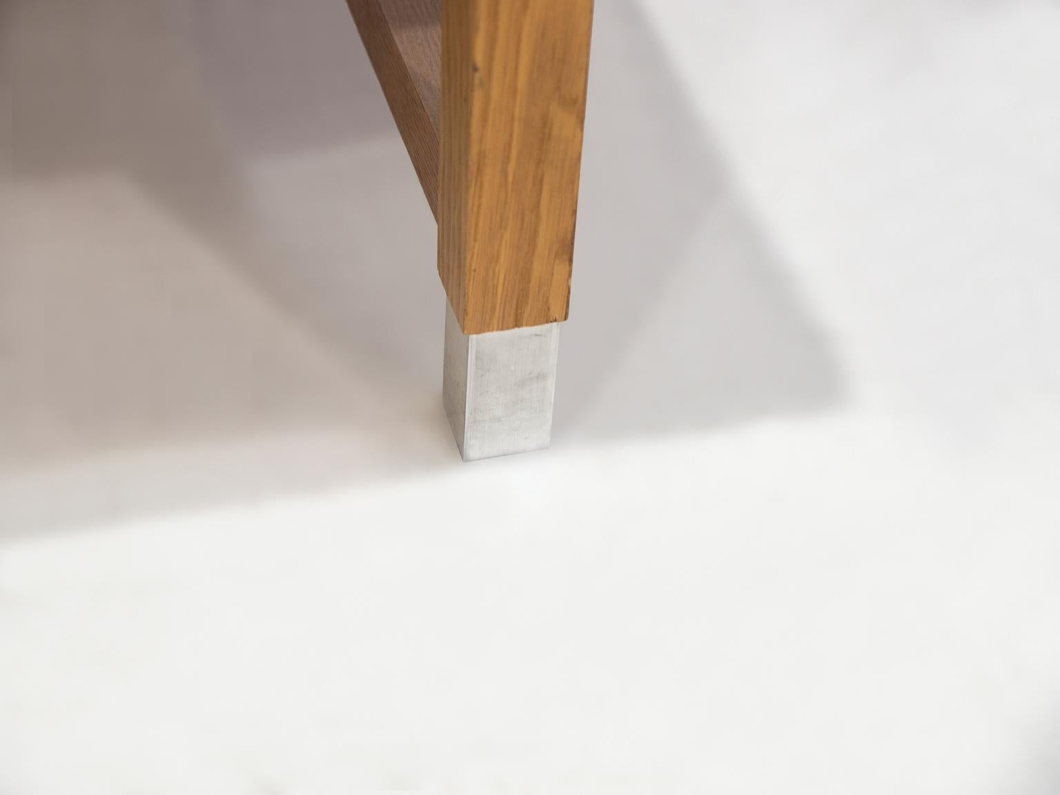 Oak Writing Desk with Aluminum Details Attributed to Kai Kristiansen 4