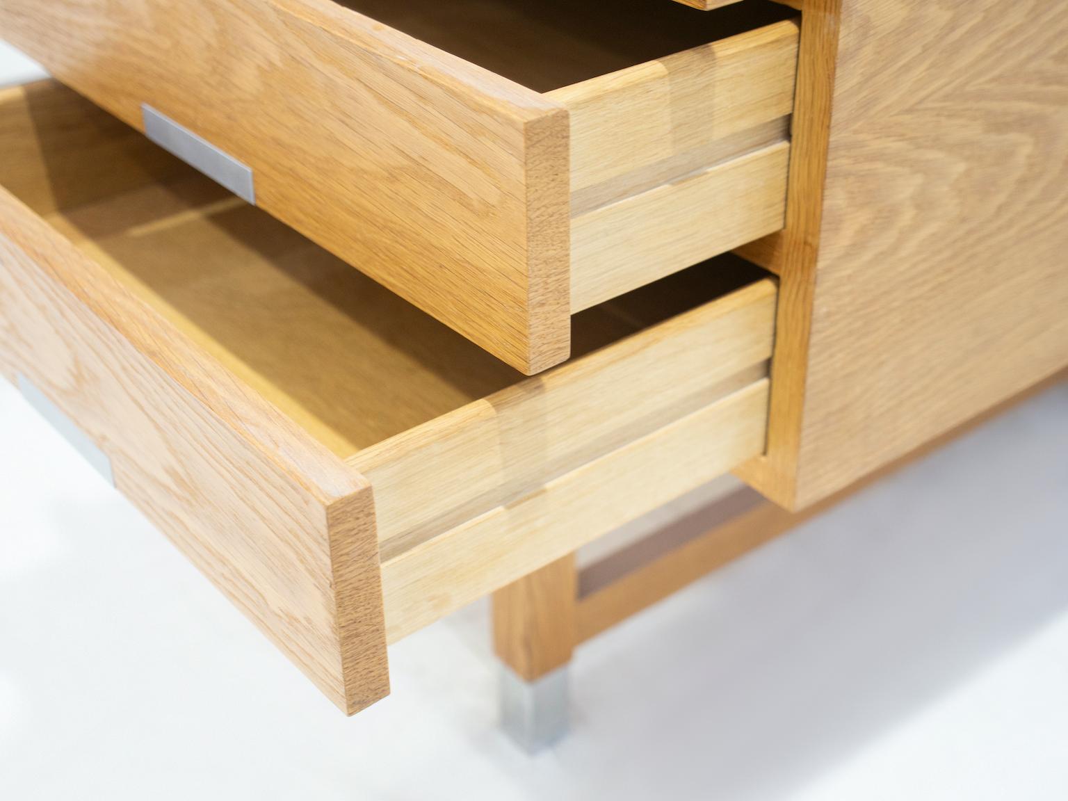 Danish Oak Writing Desk with Aluminum Details Attributed to Kai Kristiansen