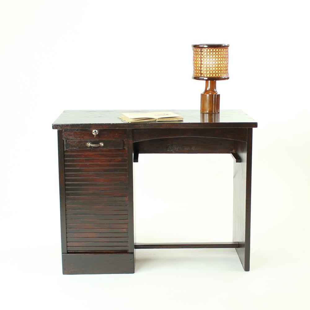 Oak Writing Desk with Roll Cabinet, circa 1930s For Sale 5