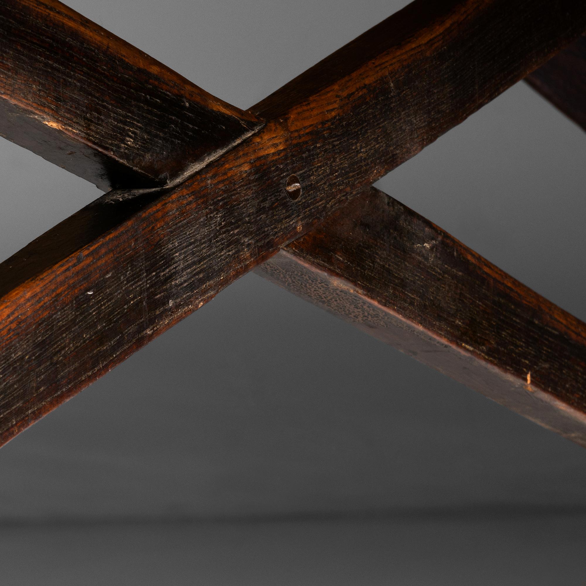 Oak X-Frame Dining Table, England Circa 1880 3